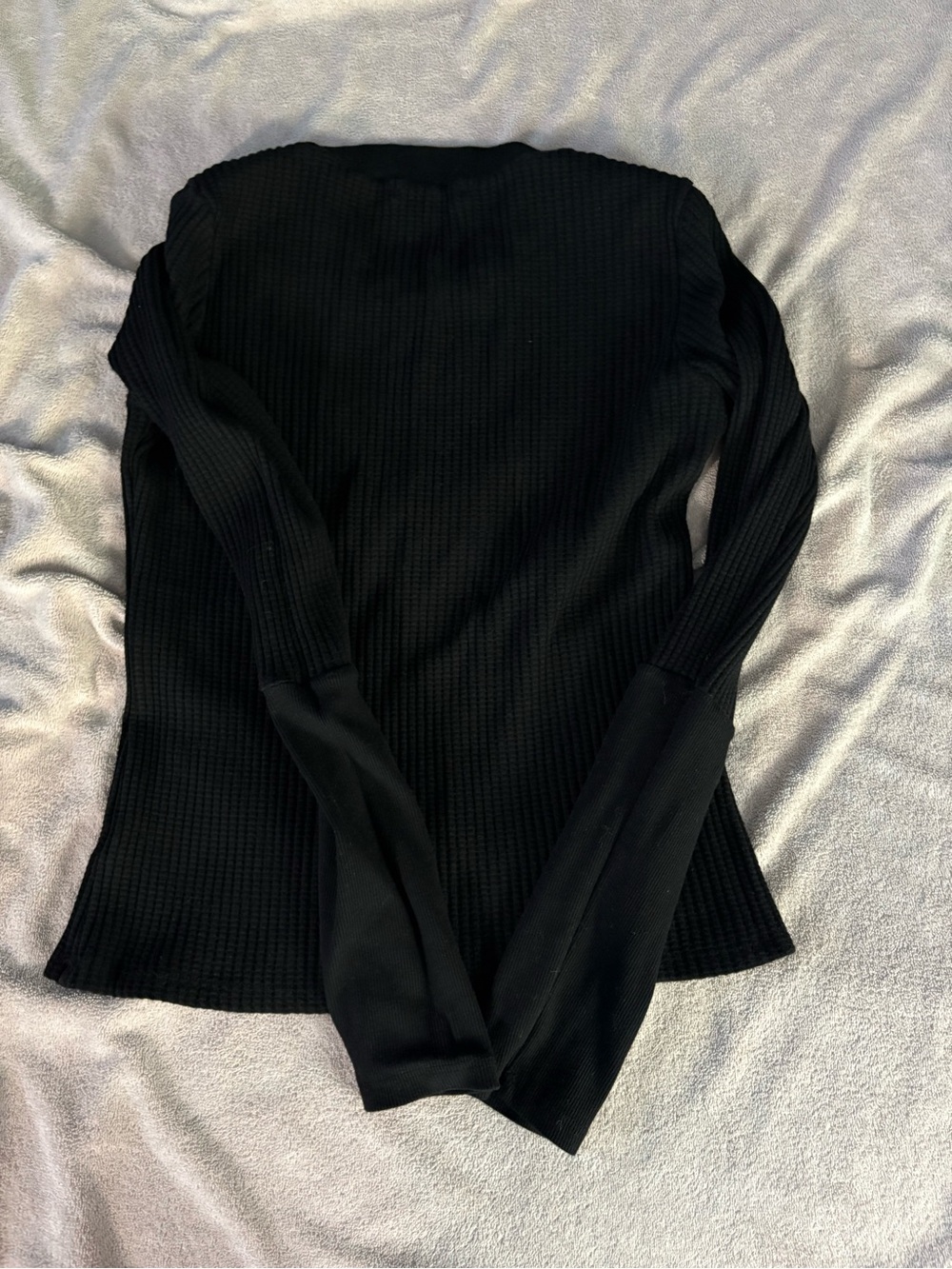 Stateside Black Long Sleeve Waffle Tee